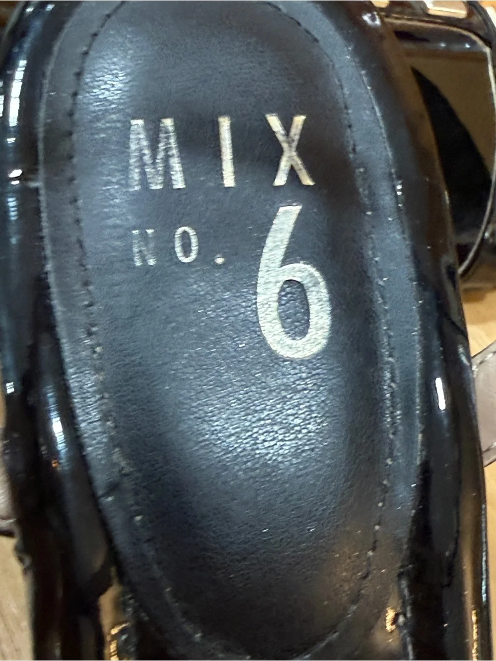 Mix No. 6 Noreen Black Patent Gold Studded Wedge Sandals 9 Y2K